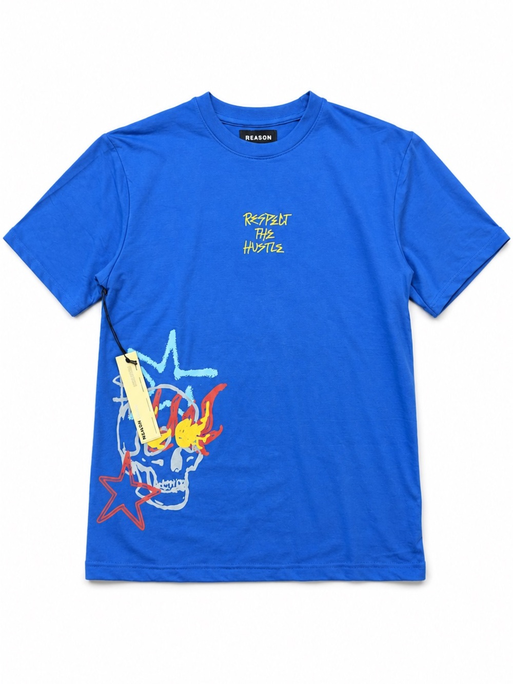 Respect The Hustle Skull Graphic Tee Mens Small Blue NWT